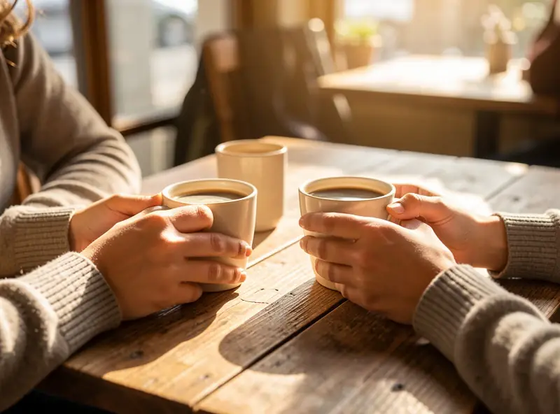 Erstes Kennenlernen bei einem Kaffee in einem ruhigen Berliner Café